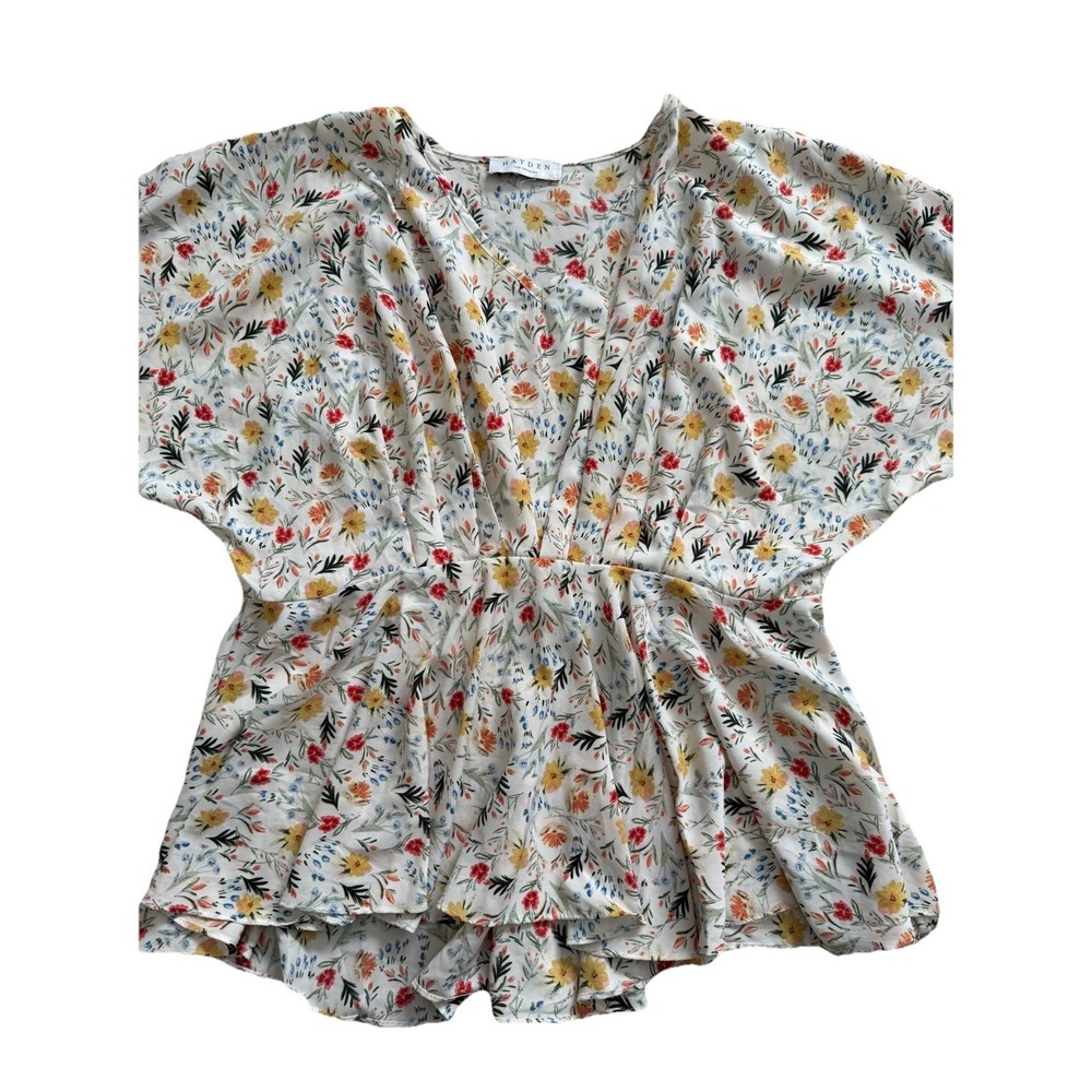 Hayden‎ LA Floral Print V-neck Peplum Blouse. Size M/L? Check Measurements